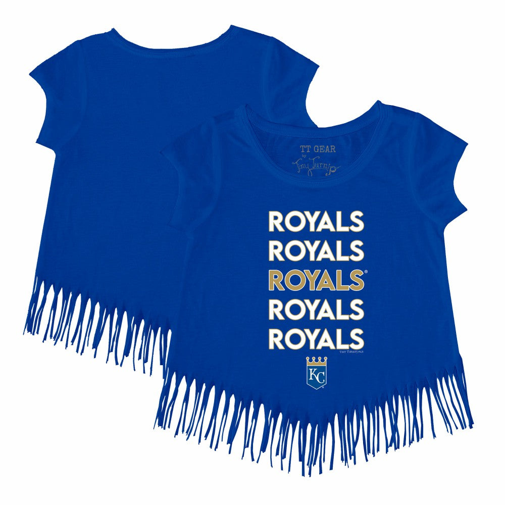 Kansas City Royals Tiny Turnip Girls Youth Stacked Fringe T-Shirt - Royal T-shirts