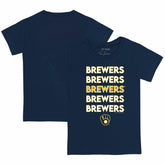 Milwaukee Brewers Tiny Turnip Youth Stacked T-Shirt - Navy T-shirts