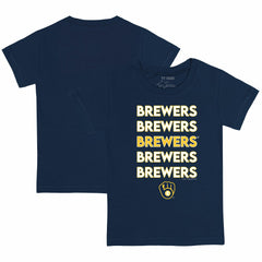 Milwaukee Brewers Tiny Turnip Youth Stacked T-Shirt - Navy T-shirts