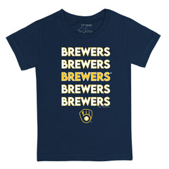 Milwaukee Brewers Tiny Turnip Youth Stacked T-Shirt - Navy T-shirts