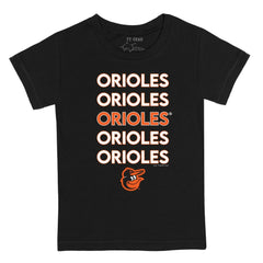 Baltimore Orioles Tiny Turnip Youth Stacked T-Shirt - Black T-shirts