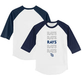 Tampa Bay Rays Tiny Turnip Youth Stacked 3/4-Sleeve Raglan T-Shirt - White/Navy T-shirts