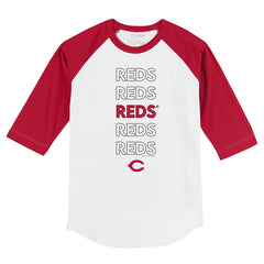 Cincinnati Reds Tiny Turnip Youth Stacked 3/4-Sleeve Raglan T-Shirt - White/Red T-shirts