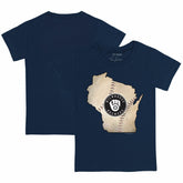 Milwaukee Brewers Tiny Turnip Youth State Outline T-Shirt - Navy T-shirts