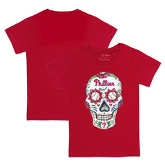 Philadelphia Phillies Tiny Turnip Youth Sugar Skull T-Shirt - Red T-shirts