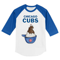 Chicago Cubs Tiny Turnip Youth Sundae Helmet 3/4-Sleeve Raglan T-Shirt - White/Royal T-shirts
