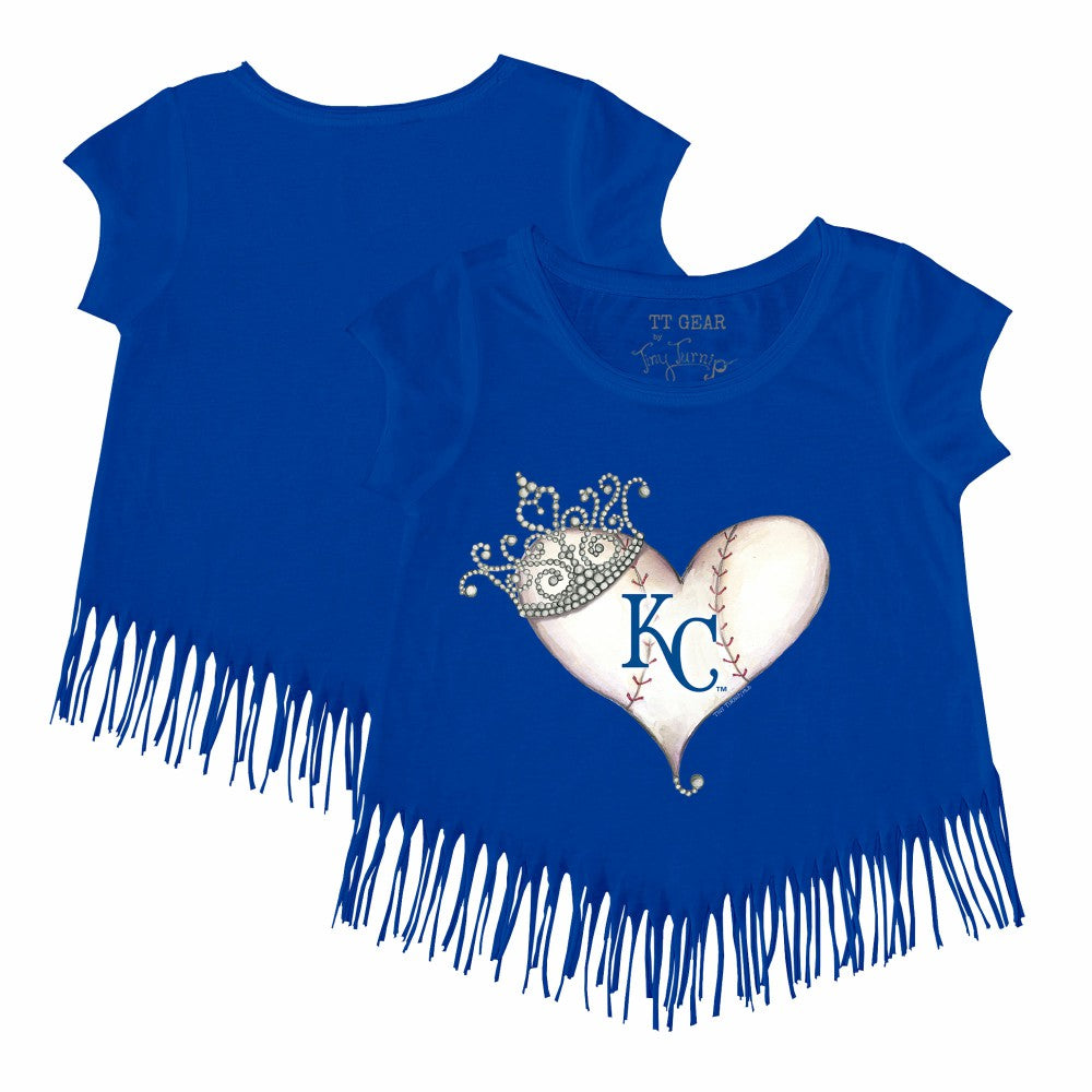 Kansas City Royals Tiny Turnip Girls Youth Tiara Heart Fringe T-Shirt - Royal T-shirts