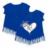Kansas City Royals Tiny Turnip Girls Youth Tiara Heart Fringe T-Shirt - Royal T-shirts