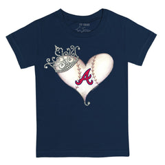 Atlanta Braves Tiny Turnip Youth Tiara Heart T-Shirt - Navy T-shirts