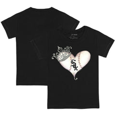 Chicago White Sox Tiny Turnip Youth Tiara Heart T-Shirt - Black T-shirts