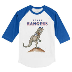 Texas Rangers Tiny Turnip Youth TT Rex 3/4-Sleeve Raglan T-Shirt - White/Royal T-shirts