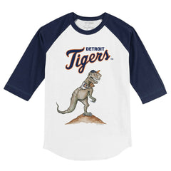 Detroit Tigers Tiny Turnip Youth TT Rex 3/4-Sleeve Raglan T-Shirt - White/Navy T-shirts