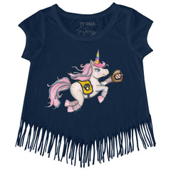 Milwaukee Brewers Tiny Turnip Girls Youth Unicorn Fringe T-Shirt - Navy T-shirts