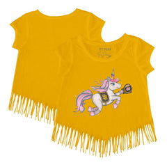 San Diego Padres Tiny Turnip Girls Youth Unicorn Fringe T-Shirt - Gold T-shirts
