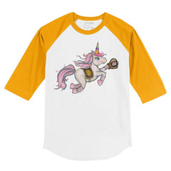 San Diego Padres Tiny Turnip Youth Unicorn 3/4-Sleeve Raglan T-Shirt - White/Gold T-shirts