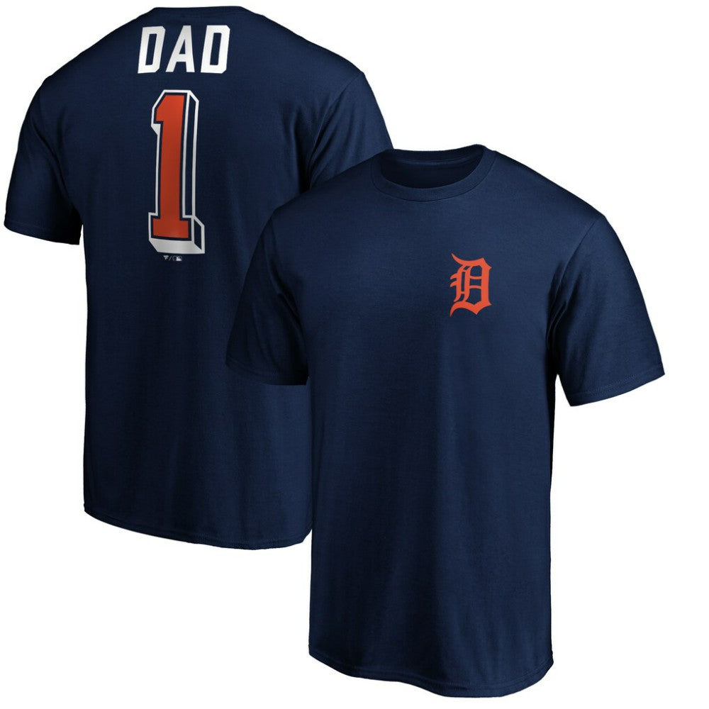 Detroit Tigers Number One Dad T-Shirt - Navy T-shirts