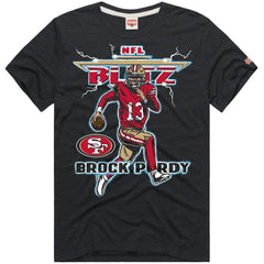 Brock Purdy San Francisco 49ers Homage Unisex NFL Blitz Player Tri-Blend T-Shirt Heathered Black
