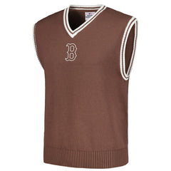 Boston Red Sox PLEASURES Knit V-Neck Pullover Sweater Vest - Brown Pullover