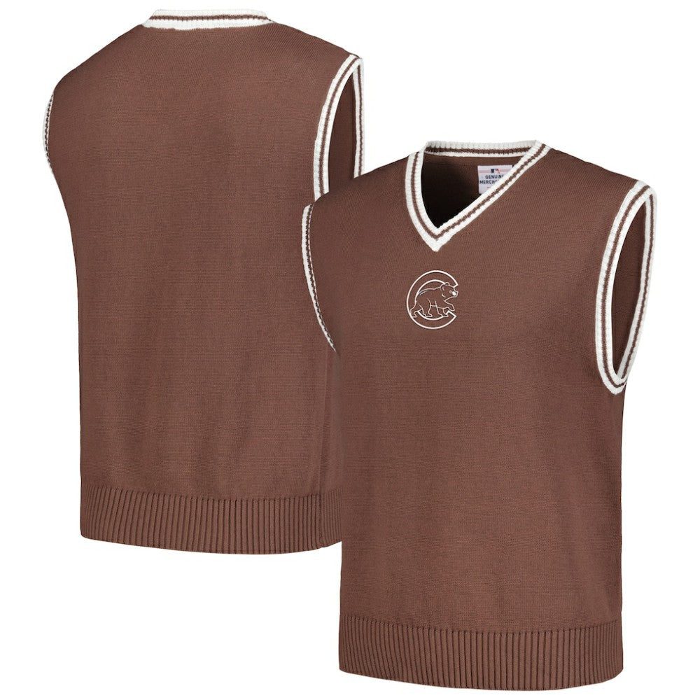 Chicago Cubs PLEASURES Knit V-Neck Pullover Sweater Vest - Brown Pullover