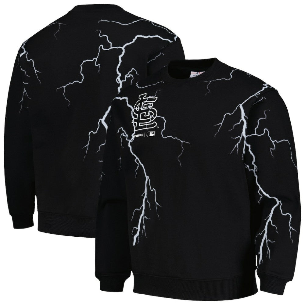 St. Louis Cardinals PLEASURES Lightning Crewneck Pullover Sweatshirt - Black Pullover