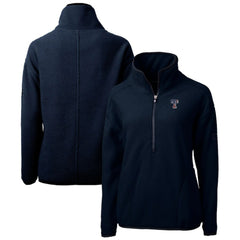 Texas Rangers Cutter & Buck Women's Americana Logo Cascade Eco Sherpa Fleece Half-Zip Pullover Jacket - Navy Jackets