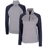 Milwaukee Brewers Cutter & Buck Women's Americana Logo Forge Tonal Stripe Stretch Half-Zip Pullover Top - Navy Pullover