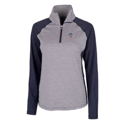 Milwaukee Brewers Cutter & Buck Women's Americana Logo Forge Tonal Stripe Stretch Half-Zip Pullover Top - Navy Pullover