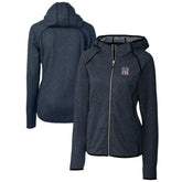 New York Yankees Cutter & Buck Women's Americana Logo Mainsail Sweater-Knit Full-Zip Hoodie - Heather Navy Hoodies