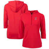 Cleveland Guardians Cutter & Buck Women's Americana Logo DryTec Virtue Eco Pique Recycled Half-Zip Pullover Hoodie - Red Hoodies