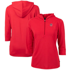 Minnesota Twins Cutter & Buck Women's Americana Logo DryTec Virtue Eco Pique Recycled Half-Zip Pullover Hoodie - Red Hoodies