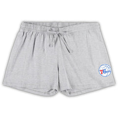Philadelphia 76ers Women's Plus Size T-Shirt & Shorts Combo Set Royal/Heather Gray
