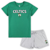 Boston Celtics Women's Plus Size T-Shirt & Shorts Combo Set Kelly Green/Heather Gray