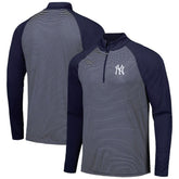 New York Yankees Levelwear Charter Striped Raglan Quarter-Zip Top - Navy Tops