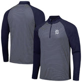 Detroit Tigers Levelwear Charter Striped Raglan Quarter-Zip Top - Navy Tops