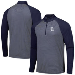 Detroit Tigers Levelwear Charter Striped Raglan Quarter-Zip Top - Navy Tops