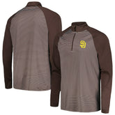 San Diego Padres Levelwear Charter Striped Raglan Quarter-Zip Top - Brown Tops