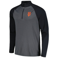 San Francisco Giants Levelwear Charter Striped Raglan Quarter-Zip Top - Black Tops