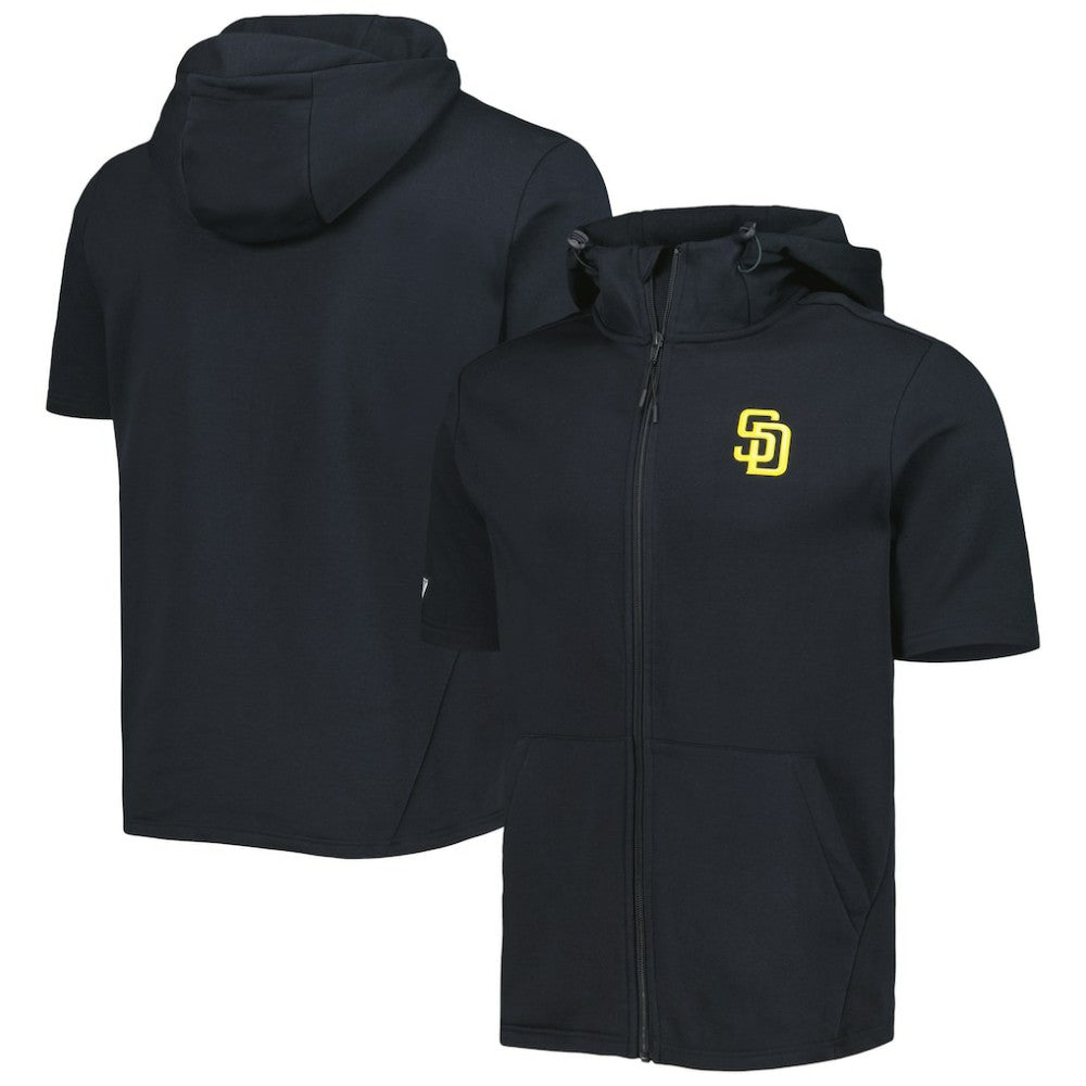 San Diego Padres Levelwear Recruit Full-Zip Short Sleeve Hoodie - Black Hoodies