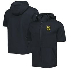 San Diego Padres Levelwear Recruit Full-Zip Short Sleeve Hoodie - Black Hoodies