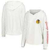 NHL Chicago Blackhawks Concepts Sport Women's Accord Hacci Long Sleeve Hoodie Top - White