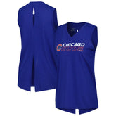 Chicago Cubs Levelwear Women's Paisley Chase V-Neck Tank Top - Royal Tanks