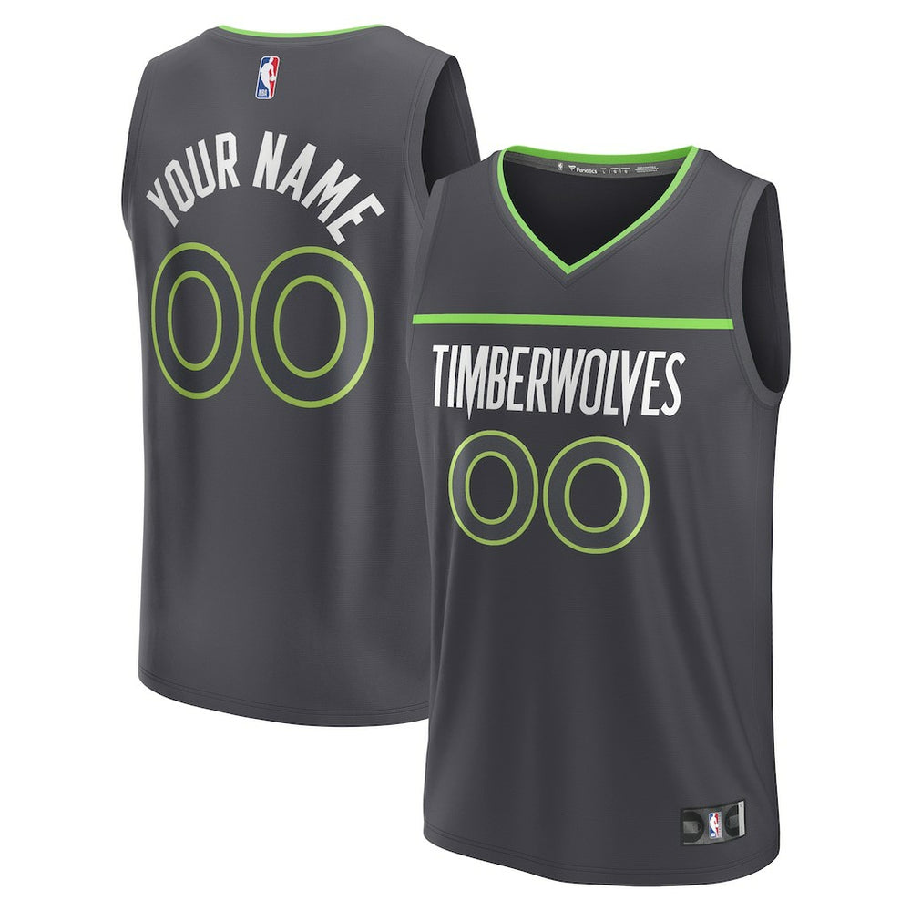 NBA Minnesota Timberwolves Youth Custom Fast Break Jersey - Statement Edition - Black