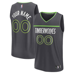 Minnesota Timberwolves Youth Custom Fast Break Jersey Statement Edition Black