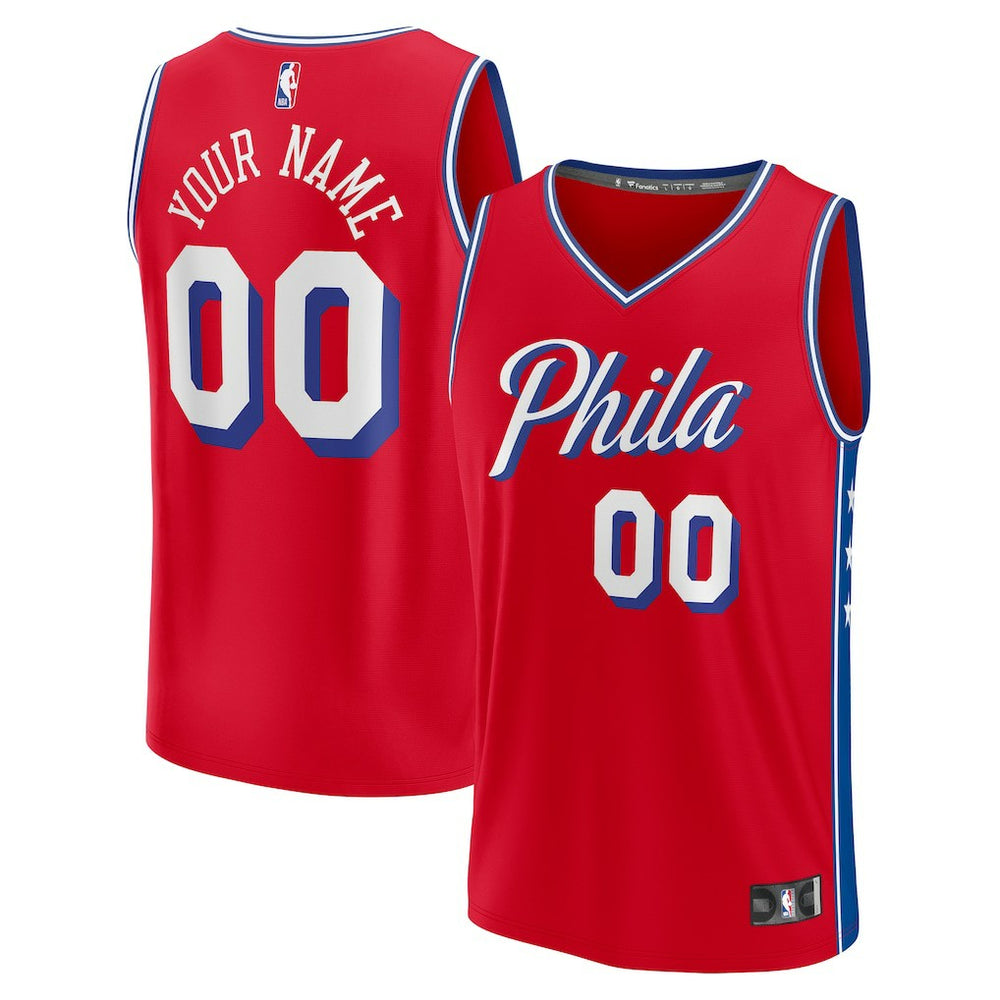 NBA Philadelphia 76ers Youth Fast Break Replica Custom Jersey - Statement Edition - Red