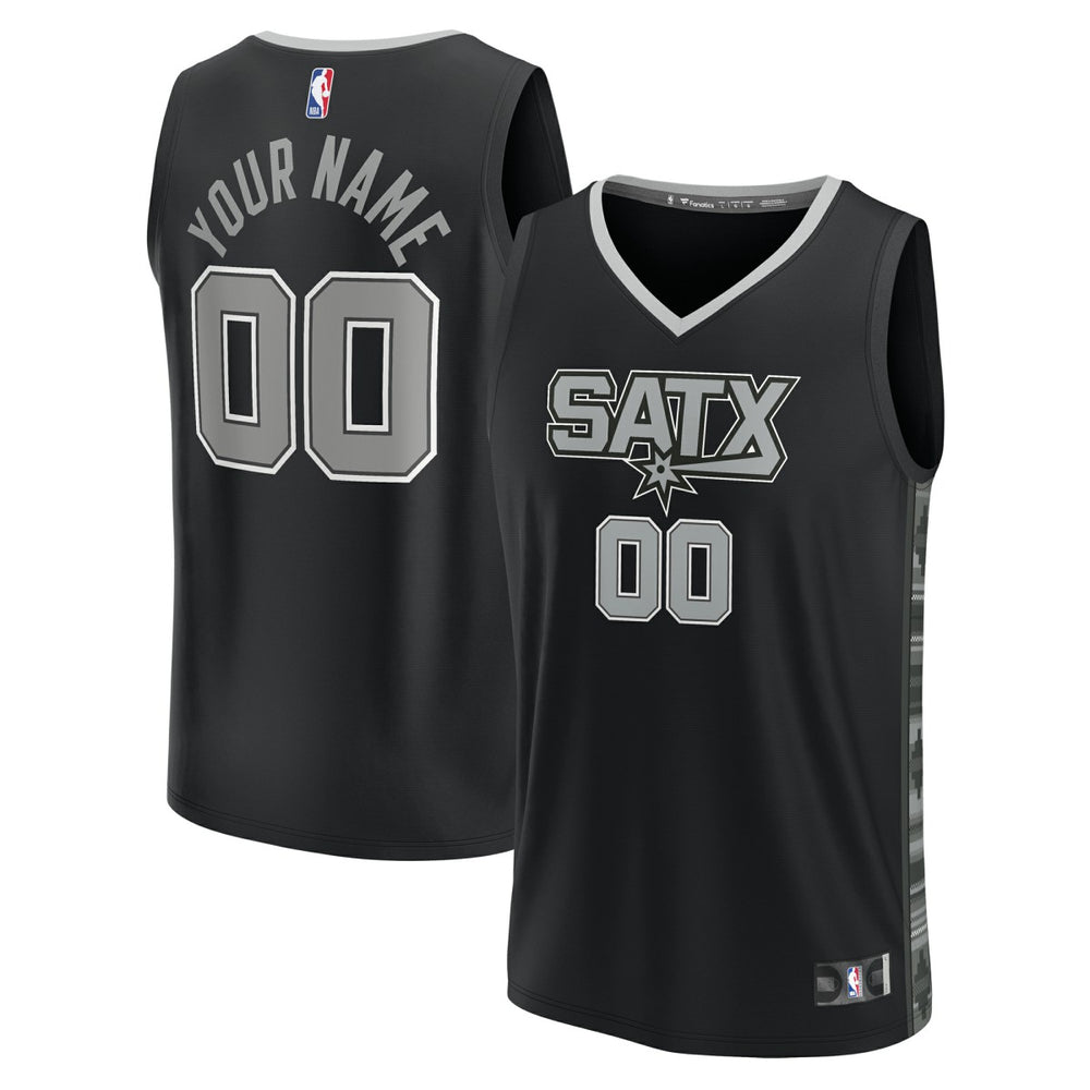 NBA San Antonio Spurs Youth Fast Break Replica Custom Jersey - Statement Edition - Black
