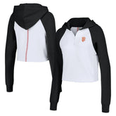 San Francisco Giants Lusso Women's Jane Raglan Quarter-Zip Tri-Blend Cropped Pullover Hoodie - White Hoodies