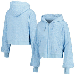 Los Angeles Dodgers Lusso Women's Tabitha Cheetah Terry Full-Zip Sweatshirt - Blue Sweatshirts
