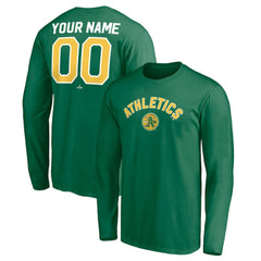 Athletics Personalized Cooperstown Collection Winning Streak Long Sleeve T-Shirt - Green T-shirts