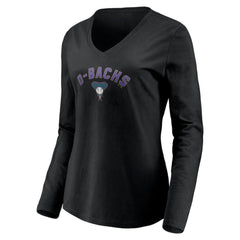 Arizona Diamondbacks Women's Cooperstown Collection Personalized Winning Streak Long Sleeve V-Neck T-Shirt - Black T-shirts