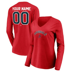 St. Louis Cardinals Women's Cooperstown Collection Personalized Winning Streak Long Sleeve V-Neck T-Shirt - Red T-shirts